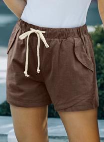 img 3 attached to Stylish And Comfortable: BLENCOT Women'S Linen Beach Shorts With Drawstring Elastic Waist
