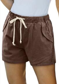 img 4 attached to Stylish And Comfortable: BLENCOT Women'S Linen Beach Shorts With Drawstring Elastic Waist