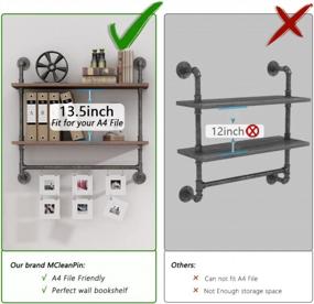 img 2 attached to Modern Industrial Pipe Shelving And Towel Rack With 2-Tiers And Real Wood Shelving - 24" Wall Mounted Bathroom Shelf