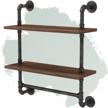 modern industrial pipe shelving and towel rack with 2-tiers and real wood shelving - 24" wall mounted bathroom shelf logo