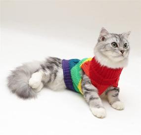 img 2 attached to 🐶 Lawkul Dog Sweaters: Stylish Winter Clothes for Small Dogs and Cats - Rainbow Pug Outfit, Warm Knit Chilly Cable Pullover Sweater for Your Pet