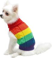 🐶 lawkul dog sweaters: stylish winter clothes for small dogs and cats - rainbow pug outfit, warm knit chilly cable pullover sweater for your pet логотип