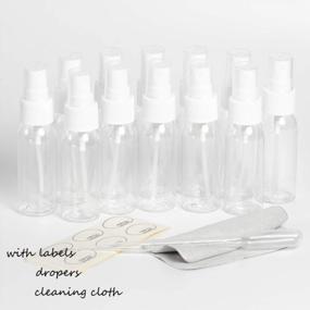 img 1 attached to 12 Pack 30Ml Clear Mini Spray Bottles By ZEJIA - Fine Mist Travel Perfume Bottle For Essential Oils With Stickers, Tissues & Droppers
