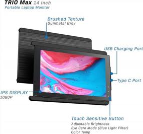 img 3 attached to 🔍 14" Trio Portable Monitor with Height Adjustment - Compatible with Laptops, 1920X1080P, 60Hz