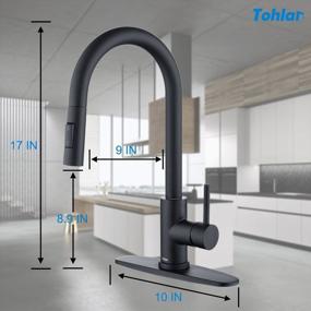 img 1 attached to Tohlar Black Kitchen Faucets With Pull-Down Sprayer Single Handle Kitchen Faucet, Modern Stainless Steel Kitchen Sink Faucet With Deck Plate