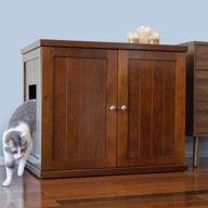 refined feline cat litter box enclosure cabinet - xlarge, mahogany brown | hidden litter cat furniture with drawer logo