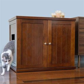 img 4 attached to Refined Feline Cat Litter Box Enclosure Cabinet - XLarge, Mahogany Brown | Hidden Litter Cat Furniture with Drawer