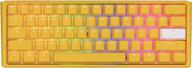 quack mini hotswap rgb keyboard with cherry mx blue switches, double shot pbt keycaps in yellow duckling design - 60% logo
