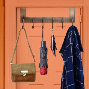 img 1 attached to Efficient Over-The-Door Hanging With WEBI'S 6-Hook Antique Copper Hanger
