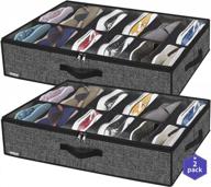 onlyeasy sturdy under bed shoe storage organizer, set of 2, fits total 24 pairs, underbed shoes closet storage solution with clear window, breathable, 29.3"x23.6"x5.9", linen-like black, mxaubsb2p logo