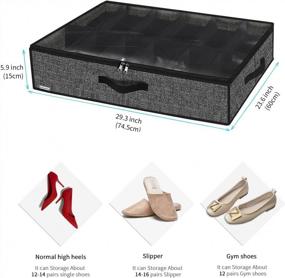 img 3 attached to Onlyeasy Прочный органайзер для хранения обуви под кроватью, набор из 2 шт., подходит для всего 24 пар, решение для хранения обуви в шкафу с прозрачным окном, дышащий, 29,3 "X23,6 " X5,9 ", льняной черный, MXAUBSB2P
