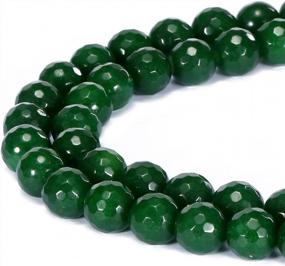 img 1 attached to 8Mm Natural Emerald Jade Gemstone Round Faceted Beads 15.5 Inch 45Pcs 1 Strand Jewelry Making Supply