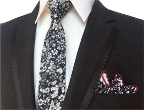 img 1 attached to 👔 Cotton Floral Print Men's Necktie with Pocket - Stylish Men's Accessories