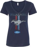 mustang classic womens v neck t shirt automotive enthusiast merchandise : apparel logo