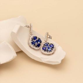 img 1 attached to Stunning Peora Blue Sapphire Clover Earrings - 2.50 Carats, Sterling Silver, Friction Backs