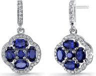 stunning peora blue sapphire clover earrings - 2.50 carats, sterling silver, friction backs logo