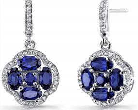 img 4 attached to Stunning Peora Blue Sapphire Clover Earrings - 2.50 Carats, Sterling Silver, Friction Backs