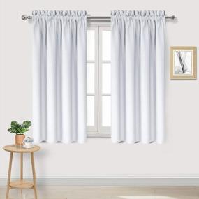 img 4 attached to DWCN Room Darkening Blackout Curtains, 42 X 45 Inches Long, Set Of 2 Greyish White Thermal Insulated Drapes With Rod Pocket Window Treatments