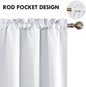 img 1 attached to DWCN Room Darkening Blackout Curtains, 42 X 45 Inches Long, Set Of 2 Greyish White Thermal Insulated Drapes With Rod Pocket Window Treatments