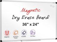 vusign 36x24 wall mounted magnetic dry erase white board with silver aluminium frame and pen tray logo