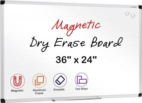 img 4 attached to VUSIGN 36X24 Wall Mounted Magnetic Dry Erase White Board With Silver Aluminium Frame And Pen Tray