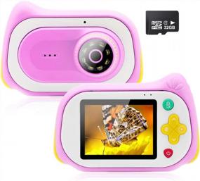 img 4 attached to Veroyi Kids Camera, 15MP Digital Video Cameras With 200X Magnifier Microscope Video Player Recorder Child Camcorder For 4-10 Years Old Boys And Girls 32GB Memory Card Included (Pink)