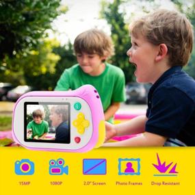 img 3 attached to Детская камера Veroyi, 15 МП, видеокамера с 200-кратным микроскопом, видеопроигрыватель и записывающая камера для детей 4-10 лет со встроенной картой памяти на 32 ГБ (розовая).