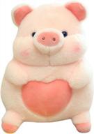 cute and cuddly: pink plush pig holding love heart - ideal gift for girls and loved ones - 8 inches logo