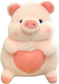 img 4 attached to Милый и приятный: розовая плюшевая свинья с сердечком любви - идеальный подарок для девочек и любимых - 8 дюймов