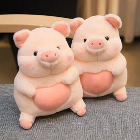 img 3 attached to Милый и приятный: розовая плюшевая свинья с сердечком любви - идеальный подарок для девочек и любимых - 8 дюймов