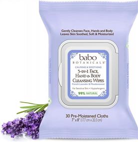 img 4 attached to Gentle Cleansing Wipes For Sensitive Skin - Babo Botanicals Calming 3-In-1 Face, Hand & Body With French Lavender & Meadowsweet - 30 Ct.