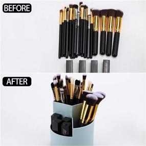 img 2 attached to LoveBB 360° Rotating Pencil Holder: 3 Slot Makeup/Cosmetics Brushes Storage Cup For Desk Table Vanity Countertops - Blue