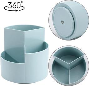 img 3 attached to LoveBB Вращающийся на 360 ° держатель для карандашей: 3 слота для макияжа / косметических кистей, чашка для хранения для настольных столиков, туалетных столиков - синий