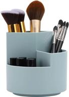 lovebb 360° rotating pencil holder: 3 slot makeup/cosmetics brushes storage cup for desk table vanity countertops - blue logo