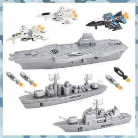 img 1 attached to Испытайте острые ощущения от морских сражений с набором игрушек авианосца DeAO'S для детей