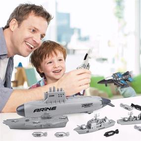 img 3 attached to Испытайте острые ощущения от морских сражений с набором игрушек авианосца DeAO'S для детей