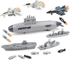 img 4 attached to Испытайте острые ощущения от морских сражений с набором игрушек авианосца DeAO'S для детей
