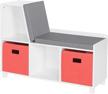riverridge home riverridge storage bench, white with coral bins logo