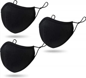 img 4 attached to Adjustable Washable Reusable Black Face Masks For Children And Teens - Purian Kids Collection