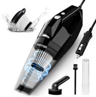 🚗 hotor handheld car vacuum cleaner - powerful mini portable accessory, well-equipped car cleaning kit with double filtration system, long power cord & led lights - sliver logo
