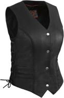 🏻 true element womens braided motorcycle leather vest: side laces, black, size l logo