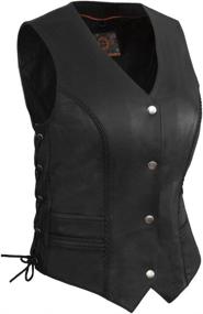 img 2 attached to 🏻 True Element Womens Braided Motorcycle Leather Vest: Side Laces, Black, Size L