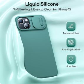 img 3 attached to 📱 Feaigit Liquid Silicone iPhone 13 Case: Ultimate Silky Touch, Soft Anti-Scratch Microfiber Lining, Camera Cover, Shockproof Protection - Midnight Green