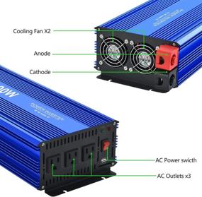 img 2 attached to 3000W Power Inverter - 3000 Watt Modified Sine Wave Inverter with 3 AC Outlets and 2.4A USB Port - DC 12V to AC 110V Converter for Car RV Truck (Blue)