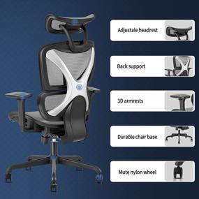 img 3 attached to GABRYLLY Office Chair: Large Ergonomic Desk Chair with Lumbar Support, 3D Armrest, and Breathable Mesh - Ultimate Comfort for Work or Study