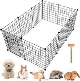 img 4 attached to 🐾 EMYSSA Pet Dog Puppy Playpen: Small-Sized Dog, Puppy, Rabbit, Guinea Pigs, Turtle - 42‘’x28‘‘ (17.7‘‘ Tall) - Foldable Play Yard with Hammer