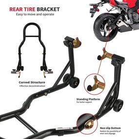 img 1 attached to 🏍️ Hikotor Heavy Duty Motorcycle Lift Stands Combo: Universal Sport Bike Swingarm and Front/Rear Paddock Fork Stands for Suzuki, Yamaha, Honda, Kawasaki, Ducati