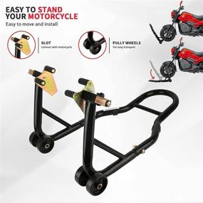 img 2 attached to 🏍️ Hikotor Heavy Duty Motorcycle Lift Stands Combo: Universal Sport Bike Swingarm and Front/Rear Paddock Fork Stands for Suzuki, Yamaha, Honda, Kawasaki, Ducati