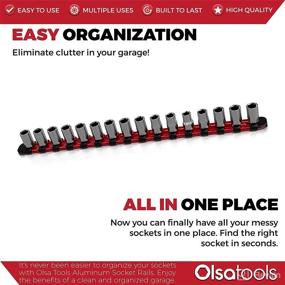 img 3 attached to 🔴 Olsa Tools 1/2-Inch Drive Aluminum Socket Organizer: Locking End Caps for Secure Socket Storage, High-Quality Professional Socket Holder (RED)