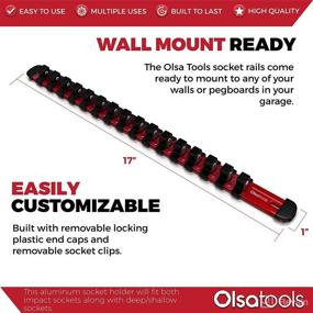 img 1 attached to 🔴 Olsa Tools 1/2-Inch Drive Aluminum Socket Organizer: Locking End Caps for Secure Socket Storage, High-Quality Professional Socket Holder (RED)